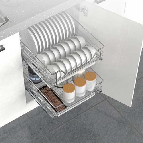 小碗蓝304不锈钢350厨房400橱柜拉篮小尺寸450碗篮500抽屉550拉栏