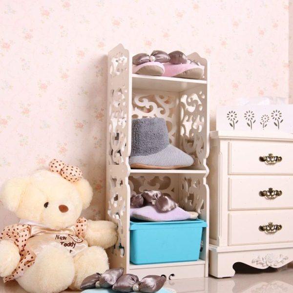 田园创意镂空雕花客厅卧式3层置物架家居装饰整理收纳储物架