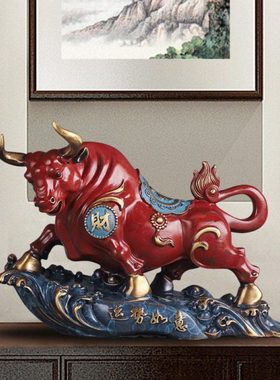 纯铜牛摆件招财抬头牛转乾坤玄关开业礼品办公室牛气冲天工艺品