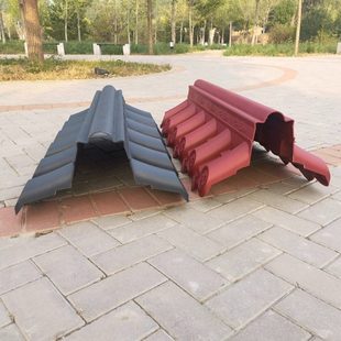 24仿古加厚双面围墙沿瓦树脂瓦小瓦一体压顶瓦庭院墙塑料装饰瓦片