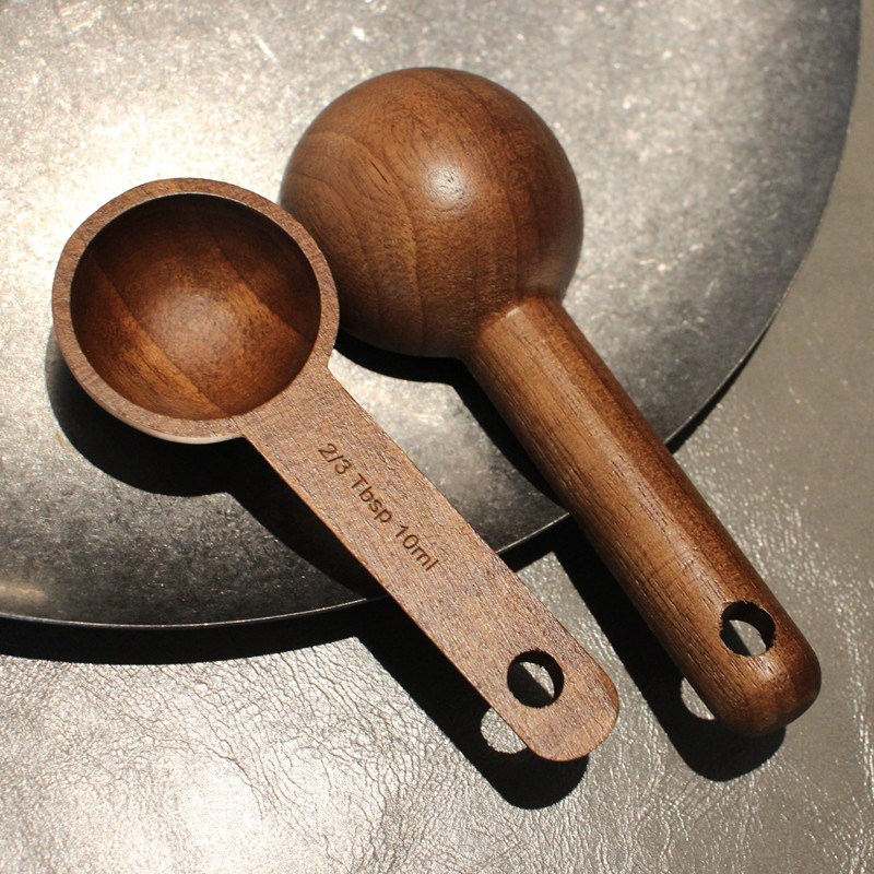 高档黑胡桃木咖啡豆定量勺15g10ml克数勺奶粉勺实U木勺子原木勺子