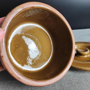 土陶瓦盆调料钵老式猪油罐手工盐罐汤钵带盖天然草木灰釉泡面碗