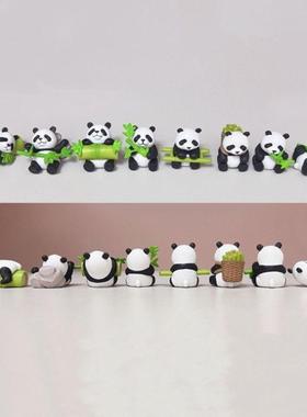 仿真熊猫吃竹子mini桌面迷你手办小摆件 可爱 汽车载蛋糕入门玄关