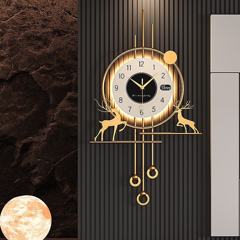 格栅挂钟2025新款创意轻奢钟表挂钟现代简约大气客厅挂表时钟