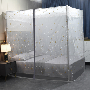 老式 卧室加厚加密落地16m2米 木床蚊帐家用2022新款 单开门防尘款