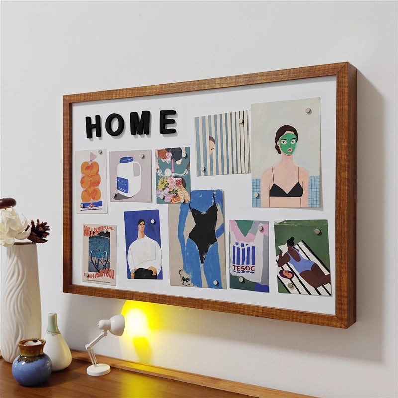 微笑磁吸黑板电表箱装饰挂画遮挡原木中式2025新款环保无甲醛翻盖