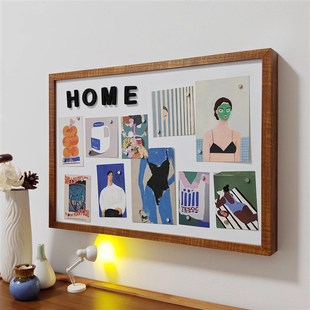 微笑磁吸黑板电表箱装饰挂画遮挡原木中式2025新款环保无甲醛翻盖