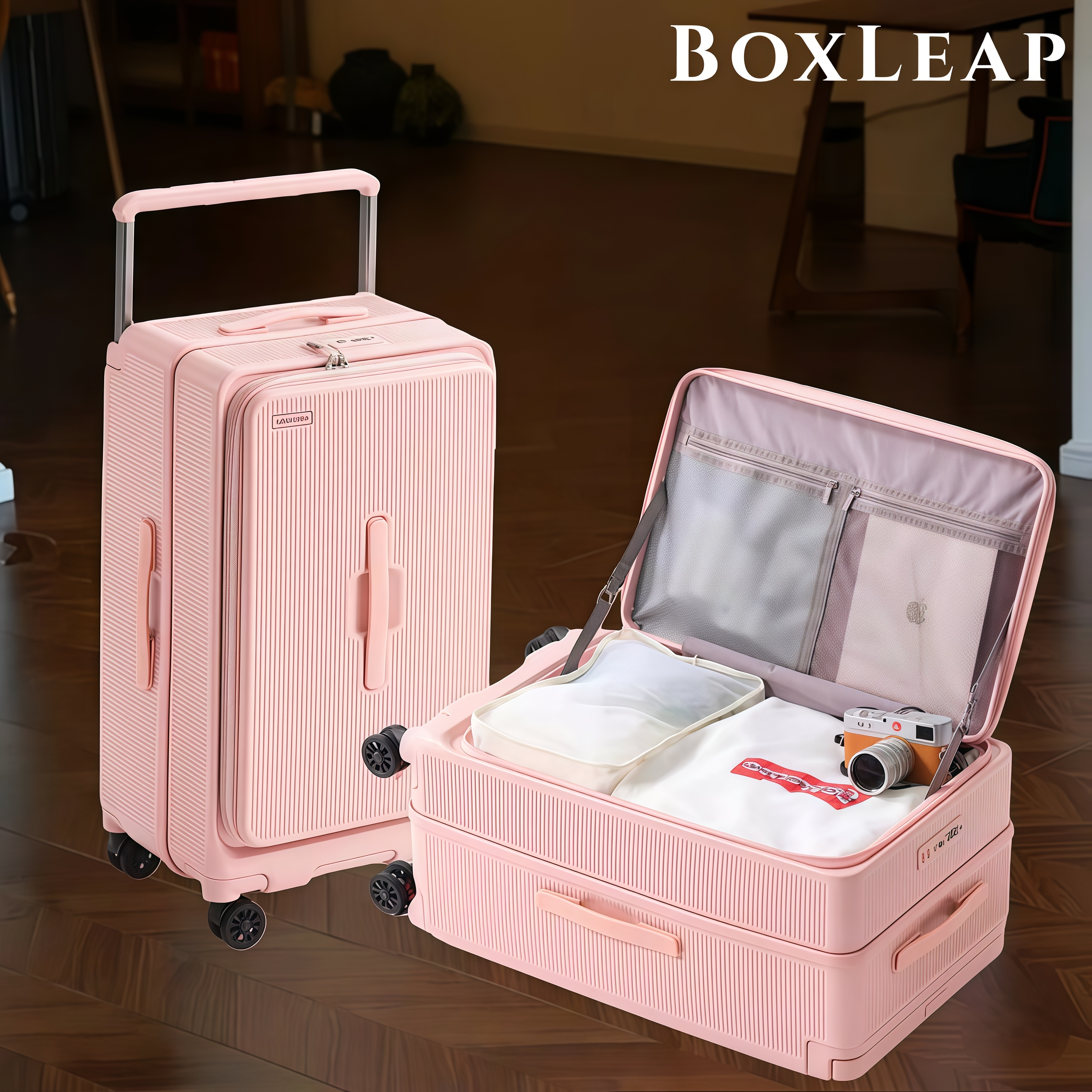 行李箱宽拉杆箱旅行箱20寸登机箱前开盖皮箱子五轮密码箱