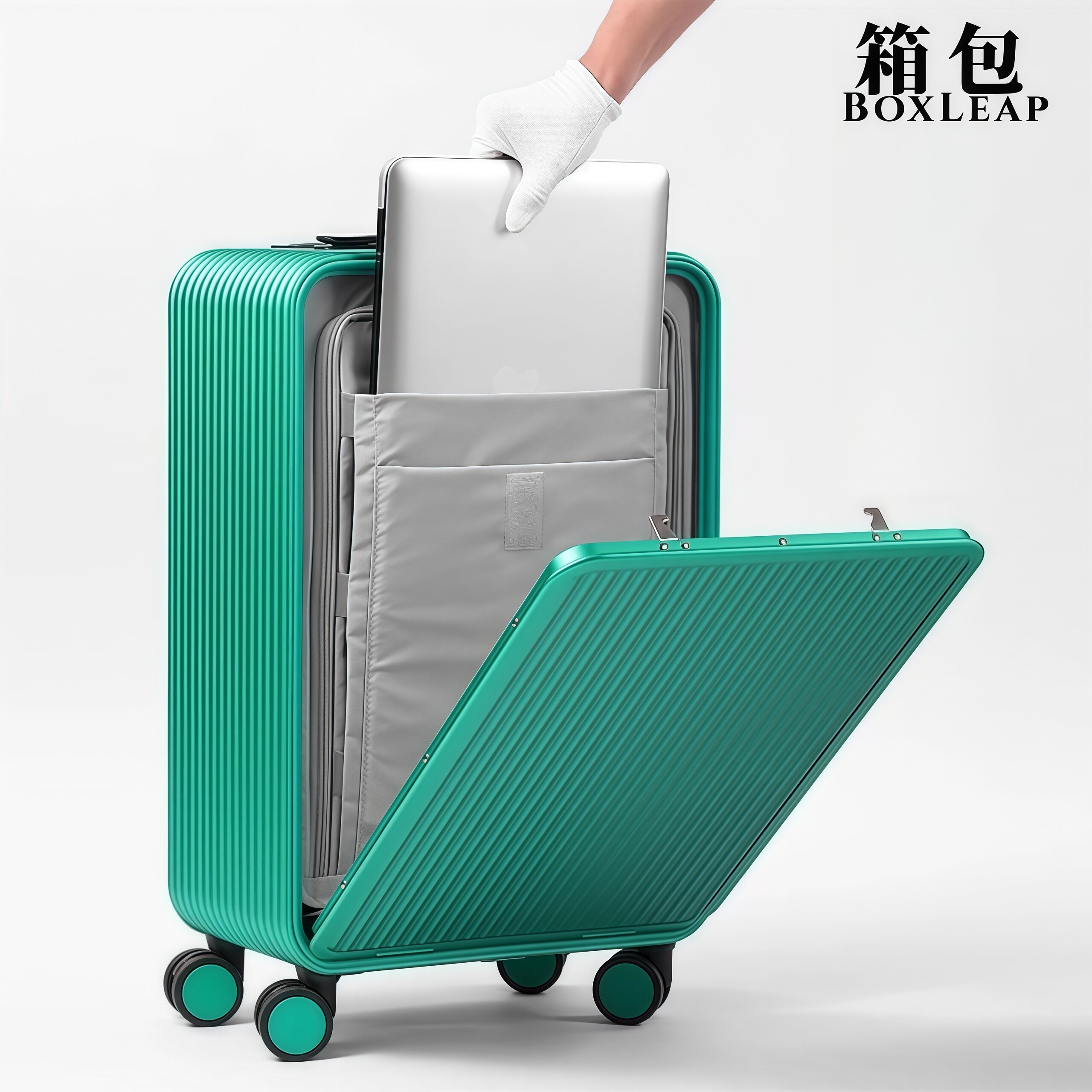 全铝镁合金拉杆箱前置开口行李箱17寸金属登机箱侧开密码旅行箱