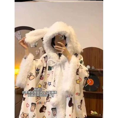 蜡笔小新斗篷睡衣睡袍冬朱志鑫同款蜡笔小新珊瑚绒睡衣加厚家居服