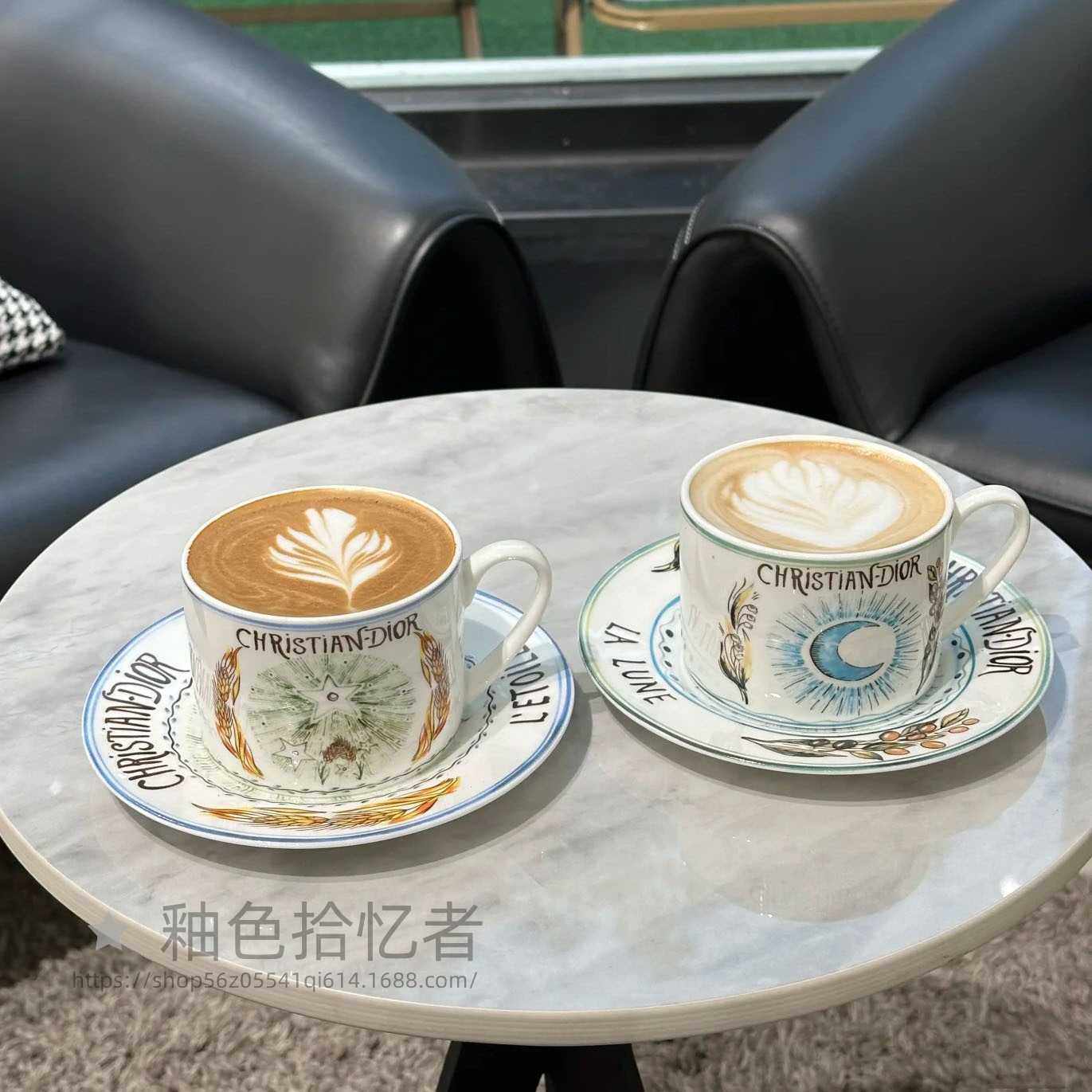 欧式复古250毫升咖啡杯碟太阳星星月亮拿铁骨瓷杯子跨境热销茶杯