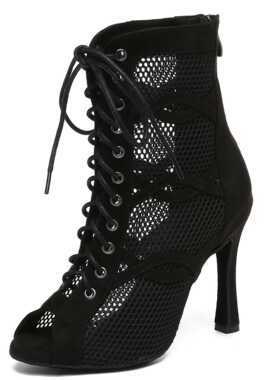 2023新款女式拉丁舞靴bachata现代爵士jazz舞蹈鞋黑色透气salsa高