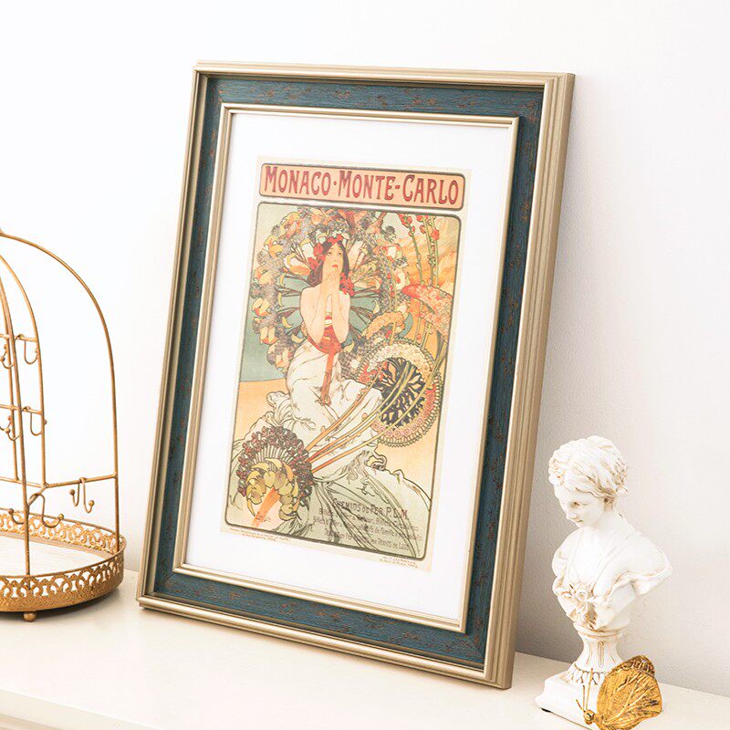 大画框美式复古框架相框挂墙20寸16寸18寸4开8K A3油画框装裱定做