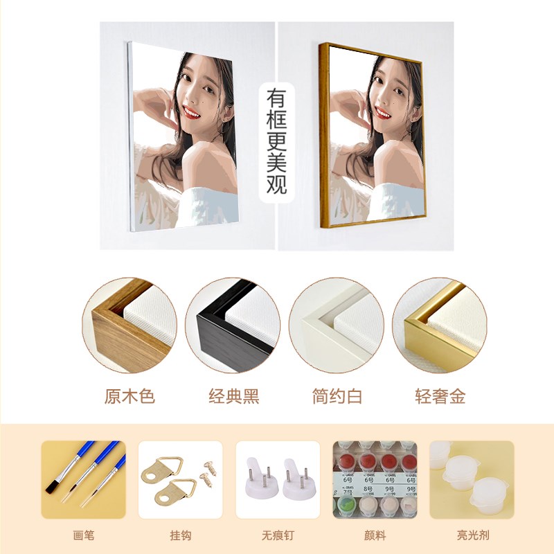 diy数字油画定制真人照片油彩画手工填充丙烯画 人物画像手绘礼物