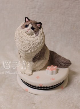 防真猫咪摆件布偶猫石膏挪纯手工定来照片可作送女友