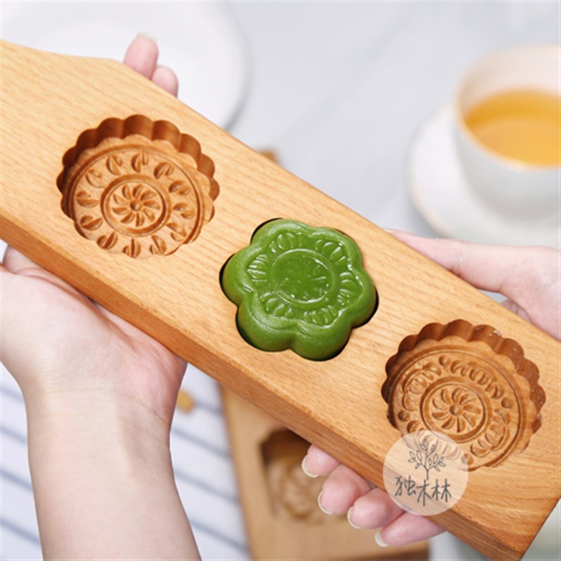 月饼模具模型印具木质传统雕花立体做绿豆糕点饼干蒸糕辅食烘焙