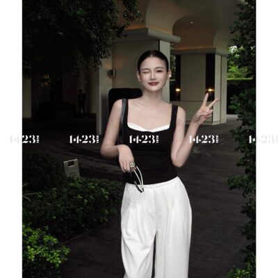 1423【甜酷法则 】修身显瘦棉弹吊带 夏季日常舒适百搭短款上衣