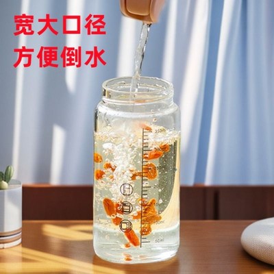 带刻度玻璃杯咖啡豆浆杯中药杯女士水杯便携高硼硅耐高温保温
