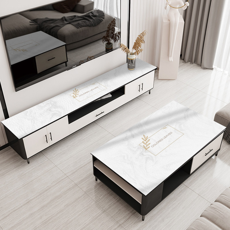 电视柜桌垫仿大理石盖布长条硅胶茶几电I视柜组合桌布台面保护铺