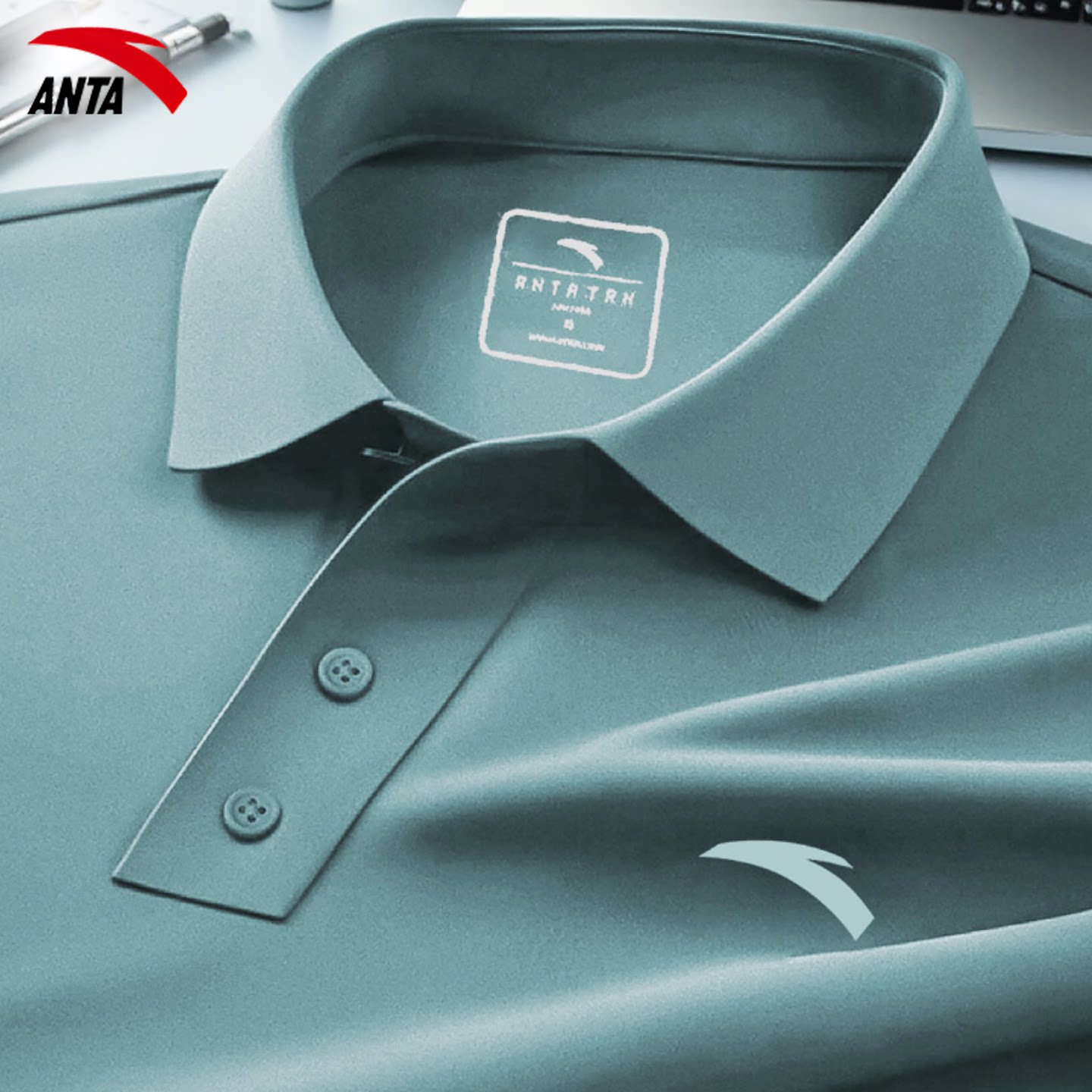 安踏冰丝凉感polo衫男夏薄款透气商务通勤翻领短袖T恤速干打底衫