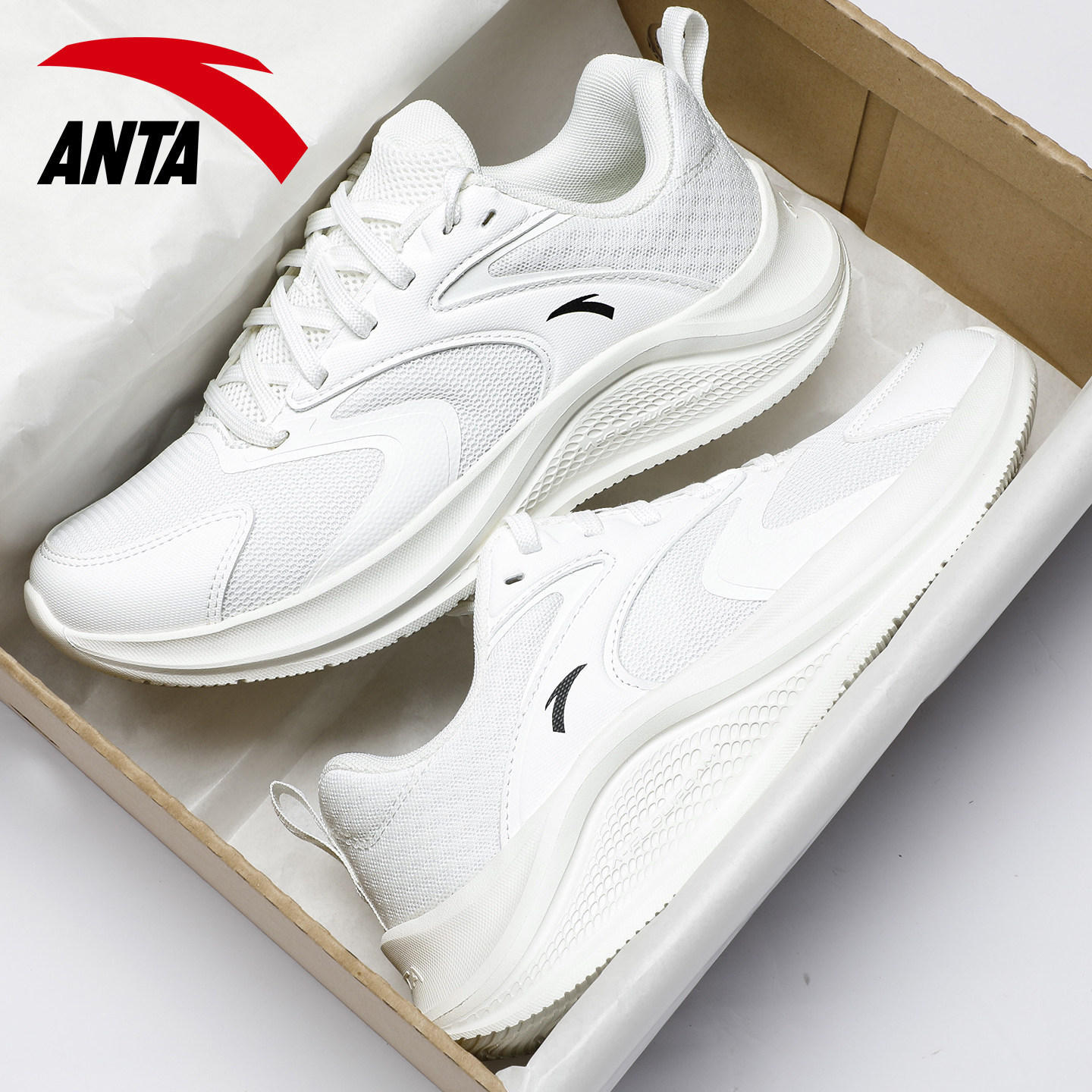 安踏女鞋跑步鞋2025新款白色透气跑鞋女士软底轻便减震运动休闲鞋