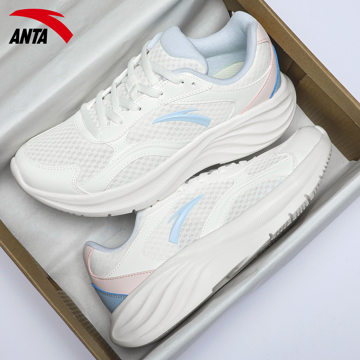 安踏女鞋减震跑步鞋轻便透气2026新款初中生休闲鞋青少年女运动鞋