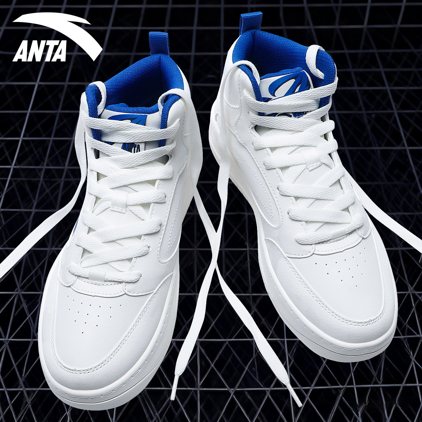 安踏男鞋青少年初中生厚底板鞋冬季新款正品皮面男士运动休闲鞋子