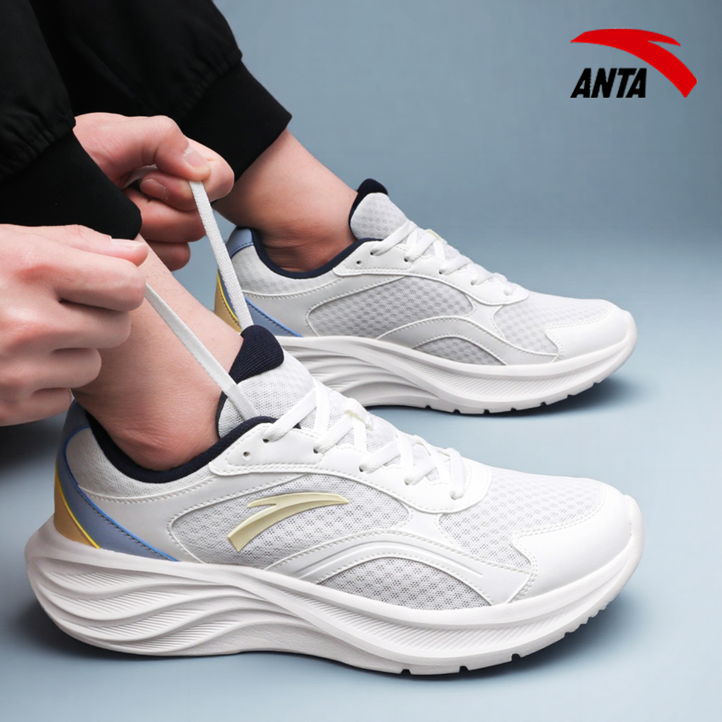 安踏男鞋春季新款跑步鞋减震透气百搭休闲鞋子官方正品男士运动鞋