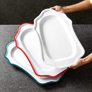 双色密胺餐具餐盘菜盘摆盘装烤乳猪专用盘商用仿瓷盘子上席托盘