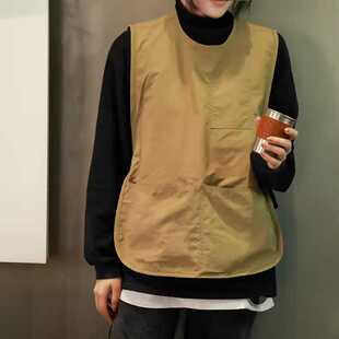 日系简约时尚围裙家用厨房薄款防油罩衣画画花艺咖啡馆工作服男女