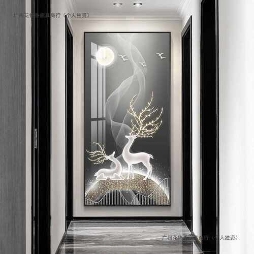 入户玄关装饰画现代轻奢走廊过道挂画竖版大气抽象客厅背景墙壁画