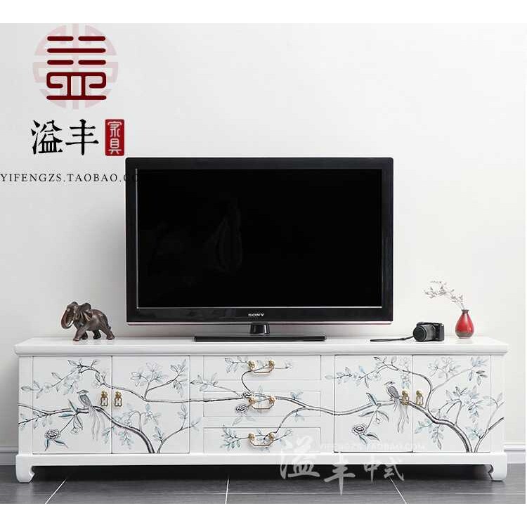 新中式实木电视柜现代简约手绘小户型客厅卧室视听柜卯榫家具定制