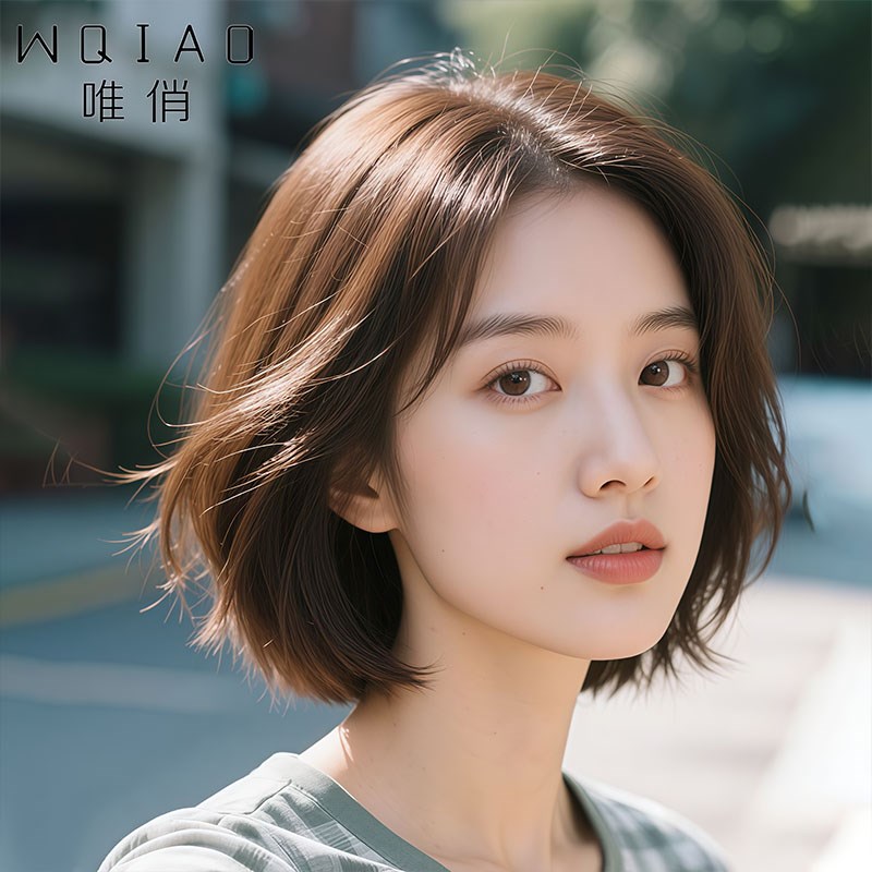 假发女短发全头套女真人发丝减龄自然波波头偏分夏季新款整顶发套