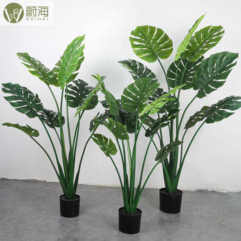 仿真树绿植龟背叶盆景盆栽植物假花家居装饰摆件室内落地人造假树