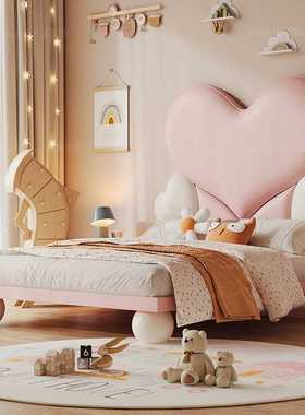 TYD83儿童床女孩公主床现代简约软包女童床1米5单人床轻奢卧室少