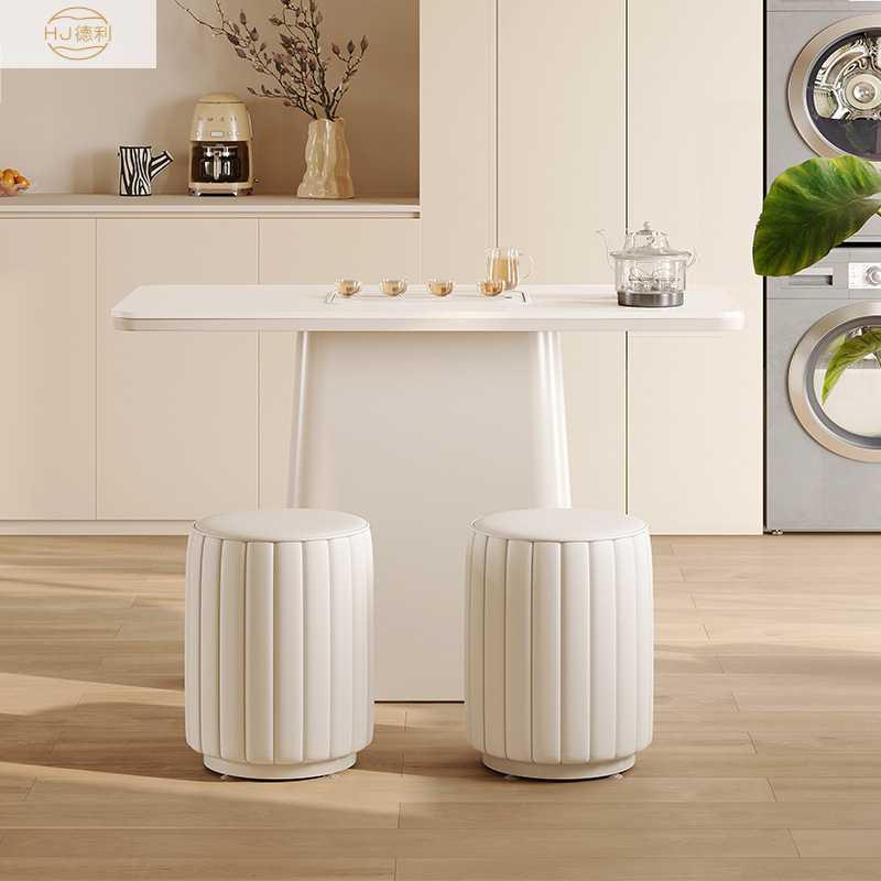 奶油风小户型阳台茶桌现代简约功夫茶几烧水壶一体家用小型茶台