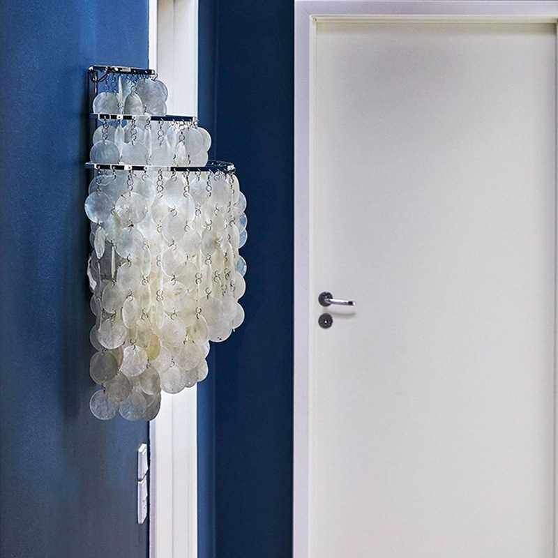 现代简约天然贝壳片客厅餐厅卧室意大利创意设计师样板房装饰壁灯