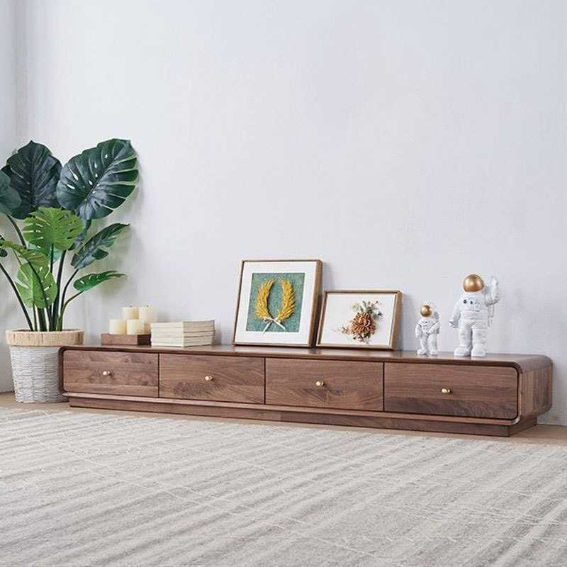 北欧黑胡桃木全实木电视柜客厅矮地柜现代简约樱桃木视听柜储物柜