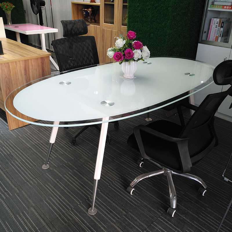 钢化玻璃会议桌会客洽谈桌办公桌接待桌椅组合会议室长桌商用简约