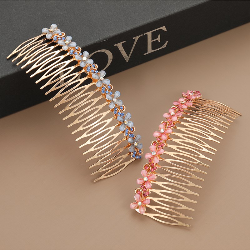 发梳插梳刘海钻发饰头饰盘头铁齿盘发发夹顶夹发卡大号防滑碎发叉