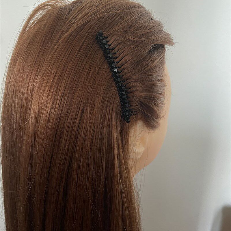 水晶发梳插梳刘海梳大号 铁合金带齿盘发插 高档水钻插梳简约发饰