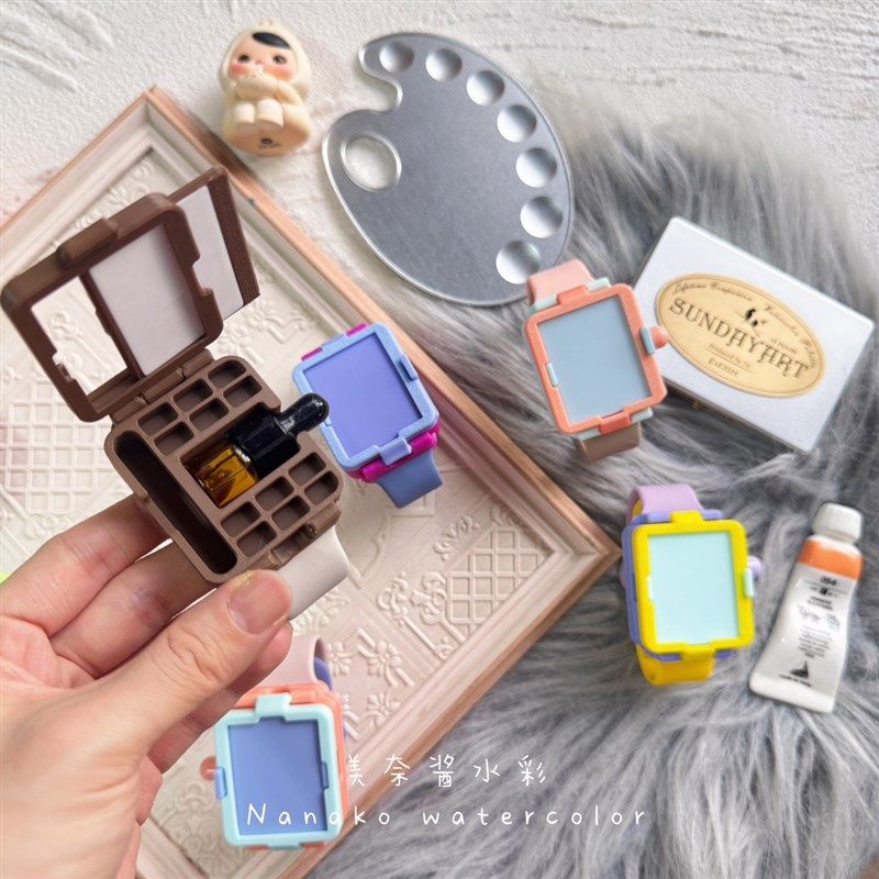 3d打印手表款手表盒水彩颜料分装盒可携式水彩颜料分装盒旅行盒