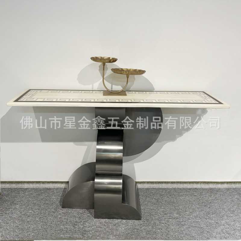 极简玄关台大理石不锈钢玄关桌进门靠墙条案设计师创意艺术供收纳