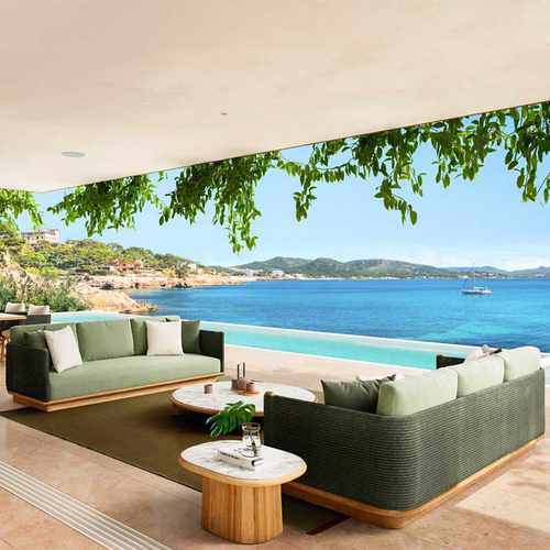 田园户外沙发庭院别墅大户型藤编花园露台防雨防晒室外阳光房家具