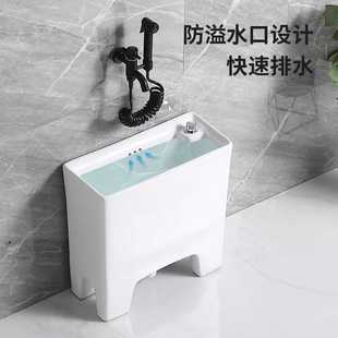 拖布池落地式 阳台高脚拖把池20cm陶瓷带脚 家用卫生间小号洗墩新品