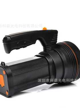 亚马逊外贸手提灯探照灯塑料充电9000毫安USB手持手电筒953黑色