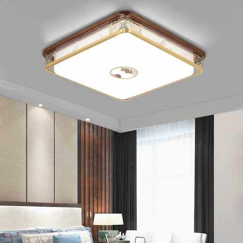 全铜新中式吸顶灯客厅灯实木全光谱灯具套餐简约餐厅卧室圆灯9934