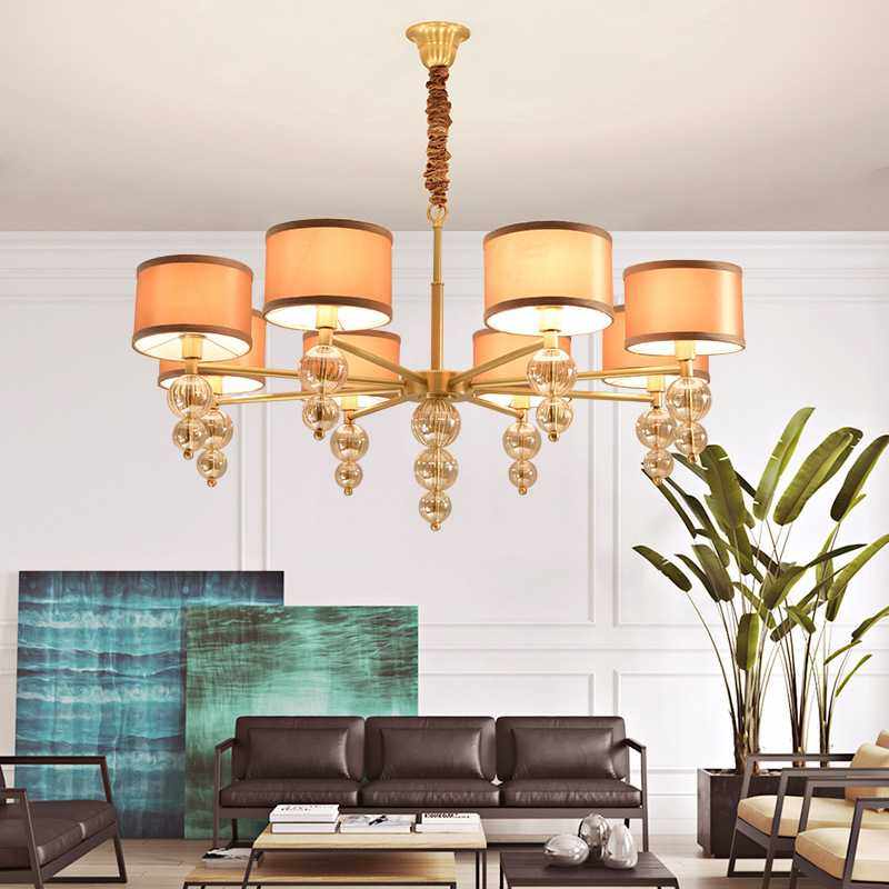 全铜美式田园简约欧式客厅创意设计师样板间卧室书房餐厅水晶吊灯