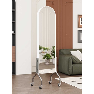 可移动全身镜杂志架一体卧室收纳落地镜书架置物架旋转中古穿衣镜