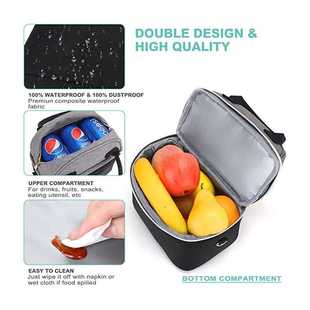 便携式双层男女午餐手提袋儿童午餐盒收纳包保温午餐包冷藏包